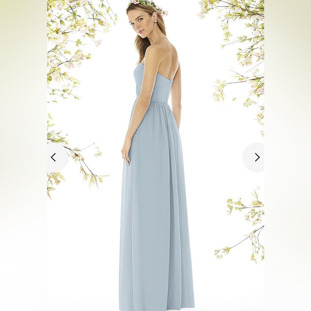 Social Bridesmaid Strapless Draped Bodice Maxi Dress - 8159 Grey Blue Sz 0